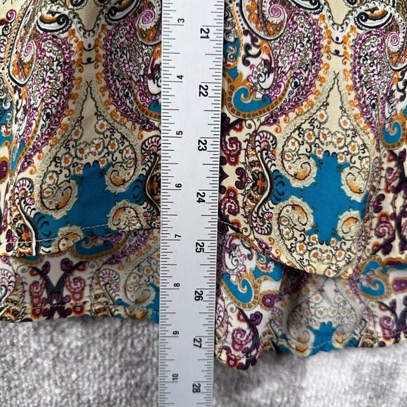Pleione Blouse Small Womens Anthropologie Boho Chic Art Poly Top Cap Sleeve - Picture 4 of 6